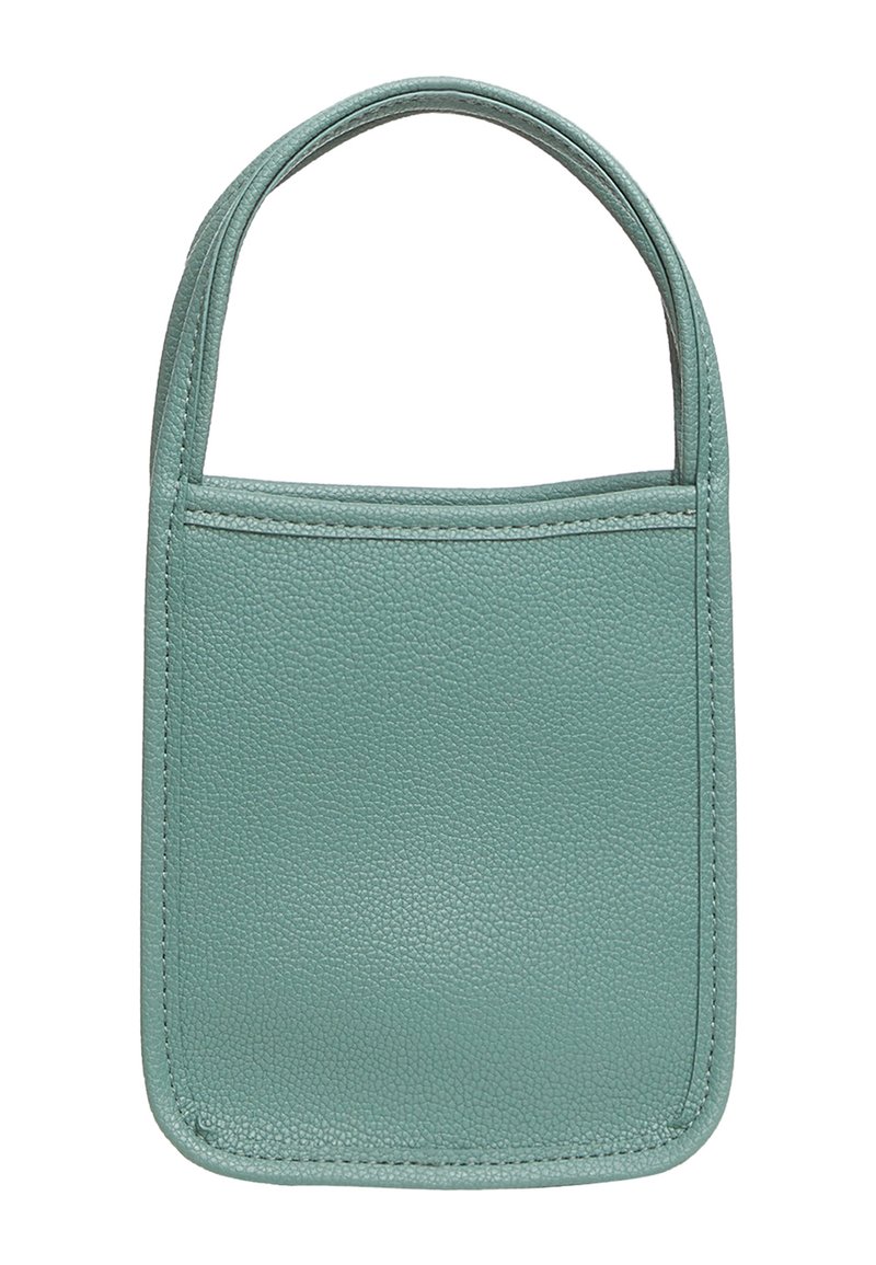 Borsa in pelle verde menta con un design strutturato, dotata di un manico singolo e una finitura liscia al tatto. Stile minimalista senza ulteriori accenti.