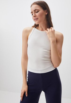 HALTER NECK SLEEVELESS TANK - Top - white