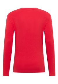 Langärmliges Shirt in leuchtendem Rot, aus glattem Baumwollstoff gefertigt, mit Rundhalsausschnitt, plain Rückseite und taillierter Passform.