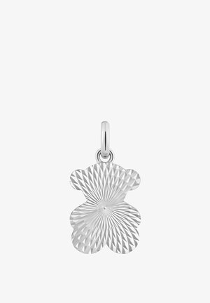 Pendentif en argent en forme de fleur, avec un motif diamant texturé et une boucle pour le suspendre. Finition lisse et polie qui accentue son éclat.