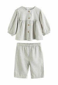 Next WIDE LEG SET - REGULAR FIT - Tygbyxor - white grid print