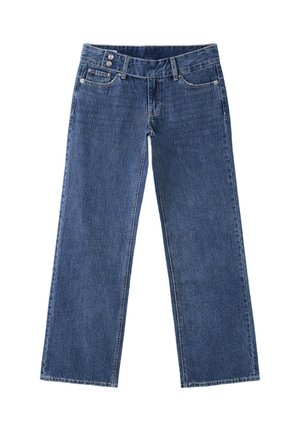 Stradivarius, LOW-WAIST STRAIGHT-LEG HAMMER-LOOP JEANS - Jean boyfriend - mottled dark blue