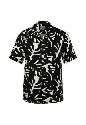 STHUGE, SHIRT, SHORT SLEEVE, CUBA COLLAR, PALM PRINT, BOXY FIT, UP TO 8 XL - Skjorter - black
