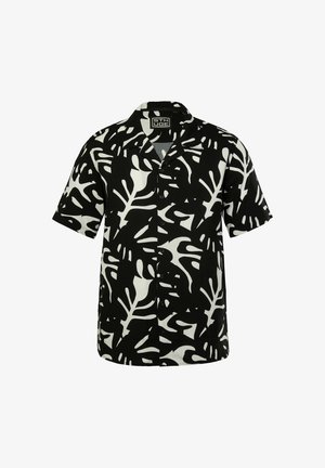 STHUGE, SHIRT, SHORT SLEEVE, CUBA COLLAR, PALM PRINT, BOXY FIT, UP TO 8 XL - Skjorter - black