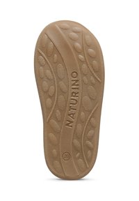 Suola di scarpa in gomma marrone con modelli di battistrada testurizzati e il nome impresso "NATURINO," con un indicatore della taglia circolare "20."