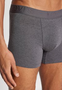 Szürke pamut boxer alsónadrág texturált rugalmas derékkal, domború logóval. Testhez simuló design, sima felülettel.