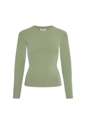 Langsleeve top in lichtgroen, gemaakt van zachte stof. Fittende pasvorm met een ronde hals en naadloze manchetten. Minimalistische stijl zonder patronen.