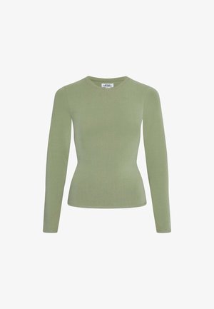 Langsleeve top in lichtgroen, gemaakt van zachte stof. Fittende pasvorm met een ronde hals en naadloze manchetten. Minimalistische stijl zonder patronen.