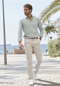 john devin LANGARM - Hemd - grün weiß gestreift