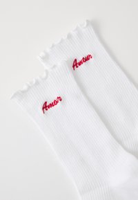 Lindex EMBROIDERY LETTUCE EDGE 2 PACK - Zeķes - white