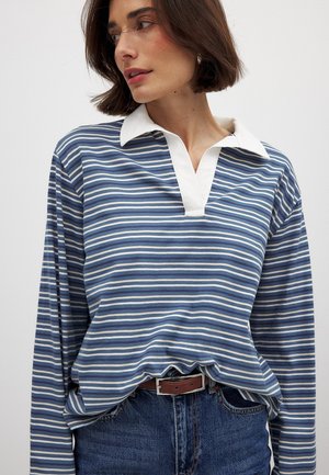 COLLAR - Polo - indigo ecru stripe