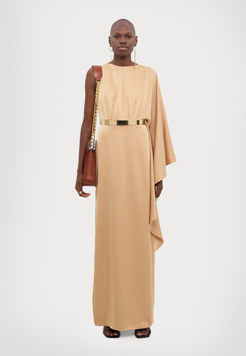 beige maternity maxi dress Buy Beige Knee Length One Piece cotton Dress With Belt S