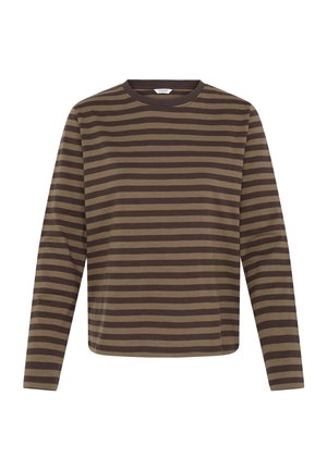 b.young, BYSNERLE LS SHIRT - T-shirt à manches longues - mid brown dark brown stripe