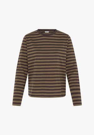 b.young, BYSNERLE LS SHIRT - T-shirt à manches longues - mid brown dark brown stripe