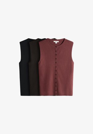 THE SET, 3 PACK - Weste - black chocolate brown brick red