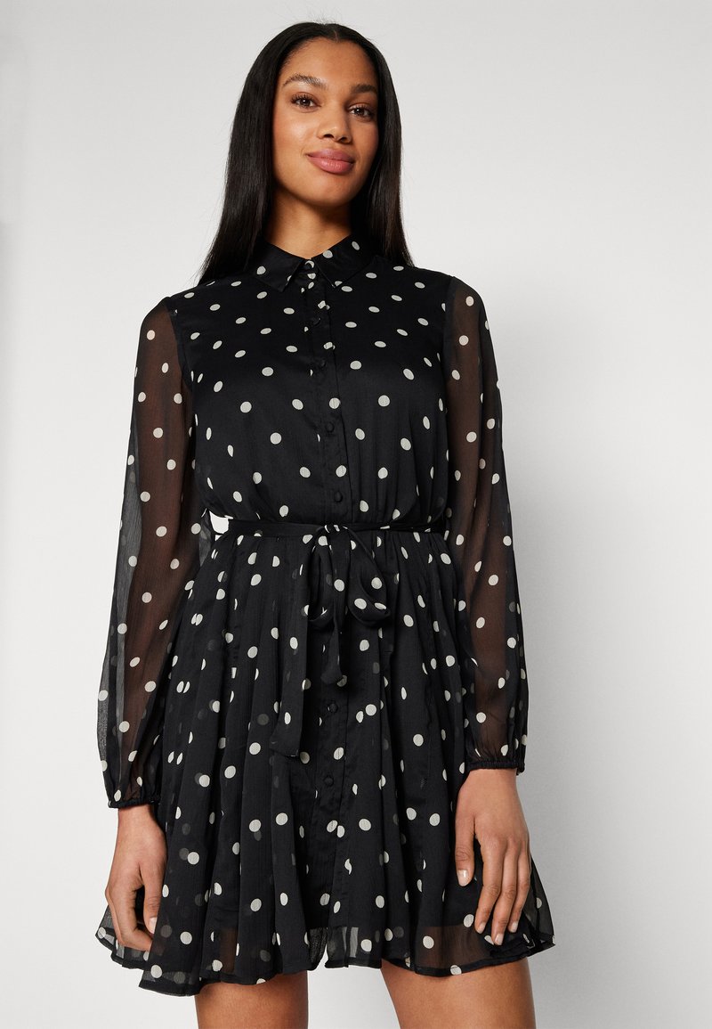 Vero Moda VMSMILLA VOLUME SHORT DRESS - Paitamekko - black/snow white  dot/musta - Zalando.fi