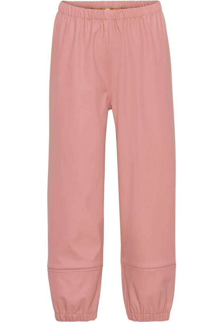 Rosa wasserabweisende Hose mit elastischem Taillenbund und Bündchen. Hat eine glatte Textur und ein tailliertes Design. Geeignet für den Einsatz im Freien.