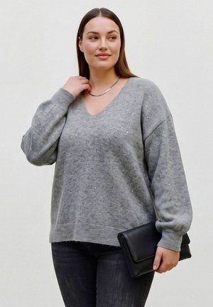 Vero Moda Curve, JUMPER VMCDEMI JUMPER - Pullover - medium grey melange