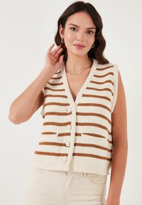 LOOSE FIT - Veste sans manches - ecru brown