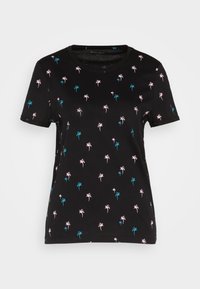 TOM TAILOR CREW NECK PRINT - Marškinėliai su spaudiniu - black/pink