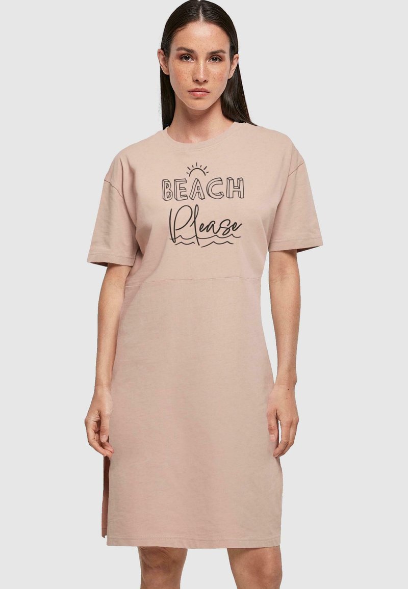 Merchcode BEACH PLEASE SLIT  - Džersejové šaty - duskrose