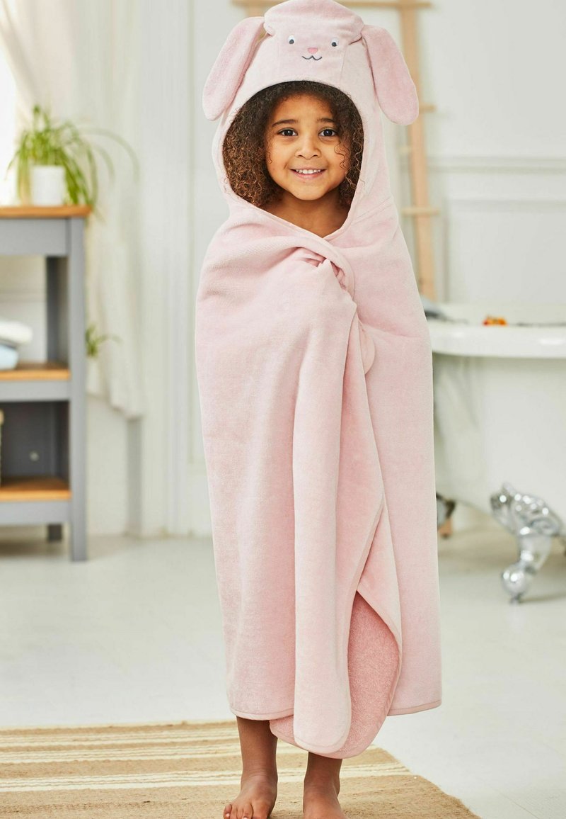 JoJo Maman Bébé LARGE HOODED REGULAR FIT - Kúpeľňový uterák - pink bunny