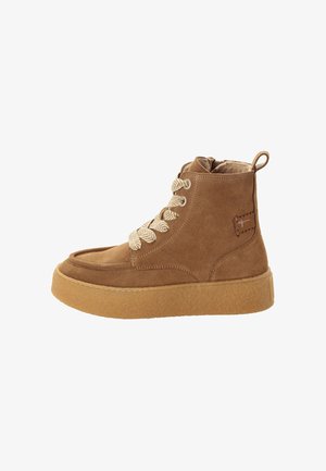 Tamaris, STIEFELETTE - Enkellaarsjes met plateauzool - beige