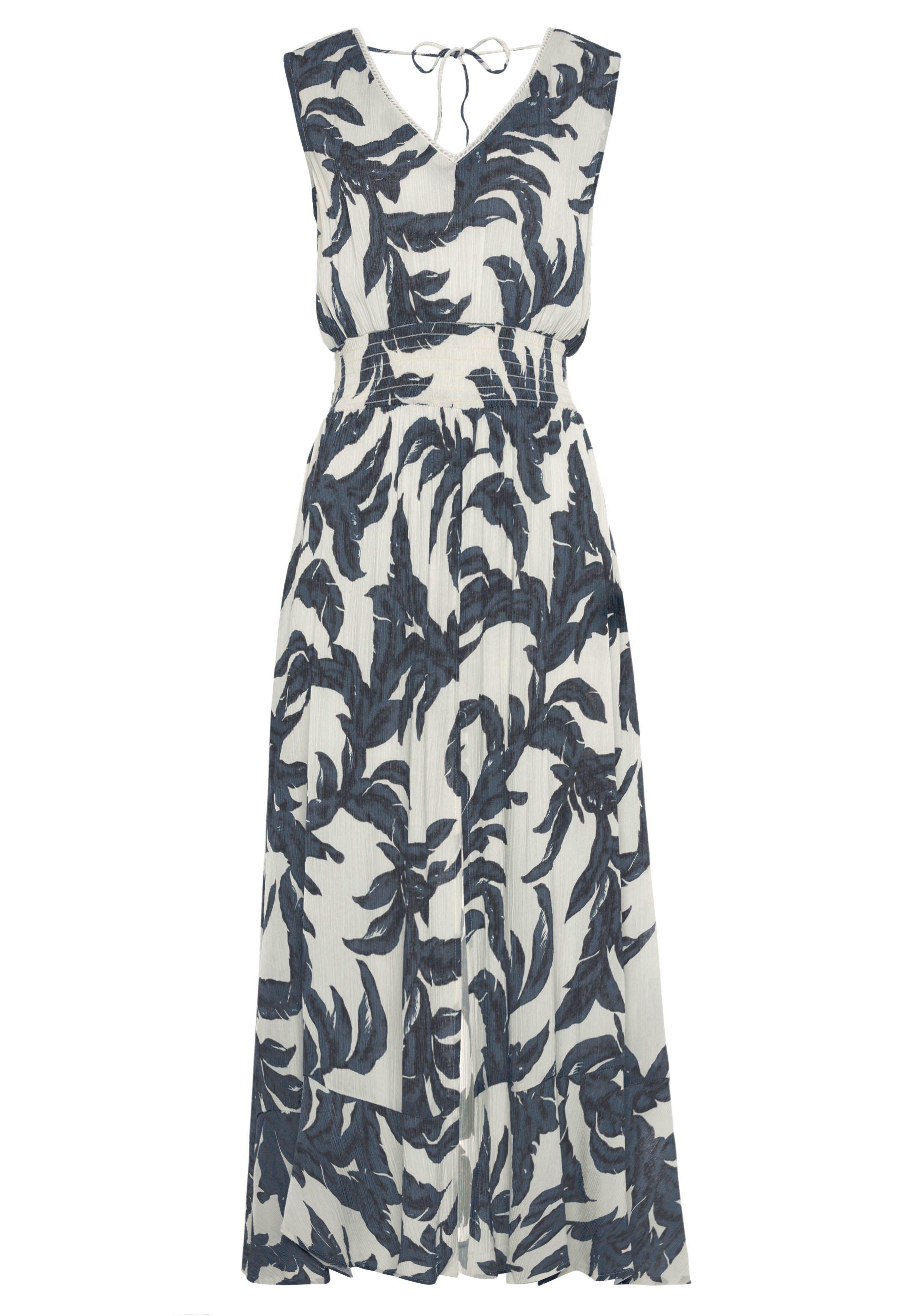 S.Oliver Maxikleid Mit Allover-Print – Langes Damenkleid Mit Stehkragen Und Kurzen Ärmeln
