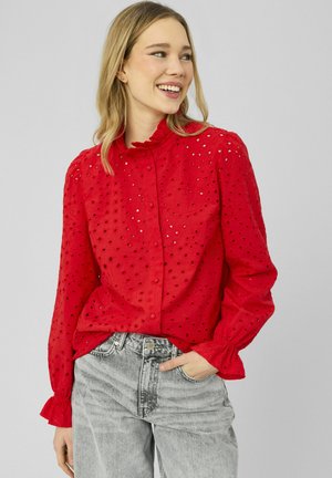 COL BRODERIE ANGLAISE - Chemisier - rouge