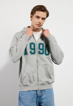 Felpa con zip - mottled grey