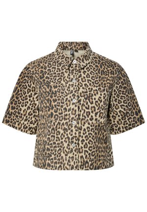 Κοντομάνικο πουκάμισο σε λεοπάρ σχέδιο, με κοντά μανίκια, δύο τσέπες στο στήθος και κλασικό γιακά. Το ύφασμα έχει λεία υφή.