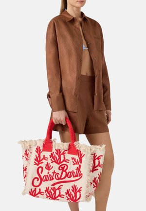 MC2 Saint Barth, BORSA VANITY REGULAR IN CANVAS CON RICAMO CORALLI TUFTING - Borsa a mano - rosso