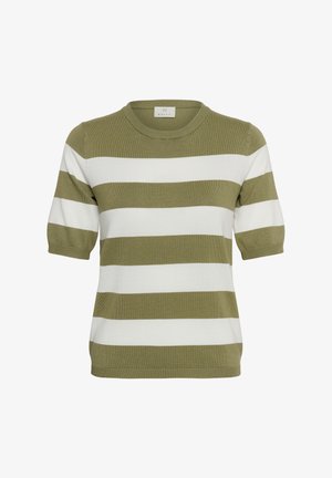 Kaffe, KALIZZA STRIPED - T-shirt imprimé - aloe chalk wide stripe
