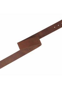 Bruine leren riem met een gladde afwerking, met een eenvoudig ontwerp, meerdere gaten voor aanpassing en een naadloze lus.