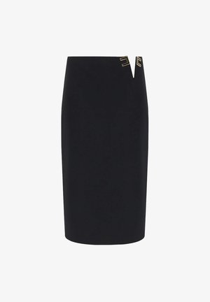 Elisabetta Franchi, ELISABETTA FRANCHI BLACK MIDI SKIRT WITH LOGO - Gonna a tubino - black