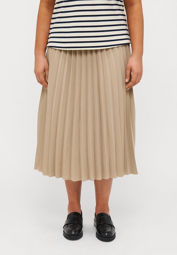 FLUID PLEATED MIDI SKIRT - Pleated skirt - beige