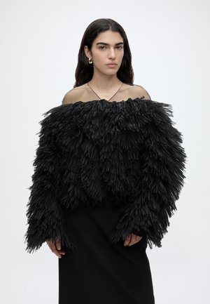 Elisabetta Franchi EMBROIDERED JACKET - Winterjas - black