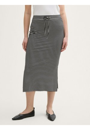 TOM TAILOR MIDI - Jupe trapèze - white black irregular stripe