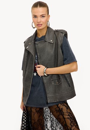 UNLOCK YOUR HEART - Bodywarmer - acid wash grey dark