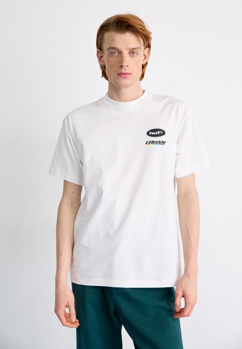 HUF - GREDDY TEE - Potiskana majica - white, Povečajte