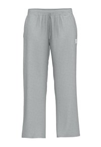 Grijze sweatpants van zacht materiaal, met een elastische tailleband met trekkoord, zijzakken en een ontspannen, wijde pasvorm.