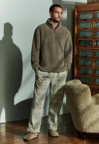 Next BORG ZIP NECK - Fleece trui - stone neutral