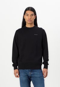 Black sweatshirt made from soft fabric, featuring long sleeves, a round neckline, and a small "BELSTAFF" logo on the chest.