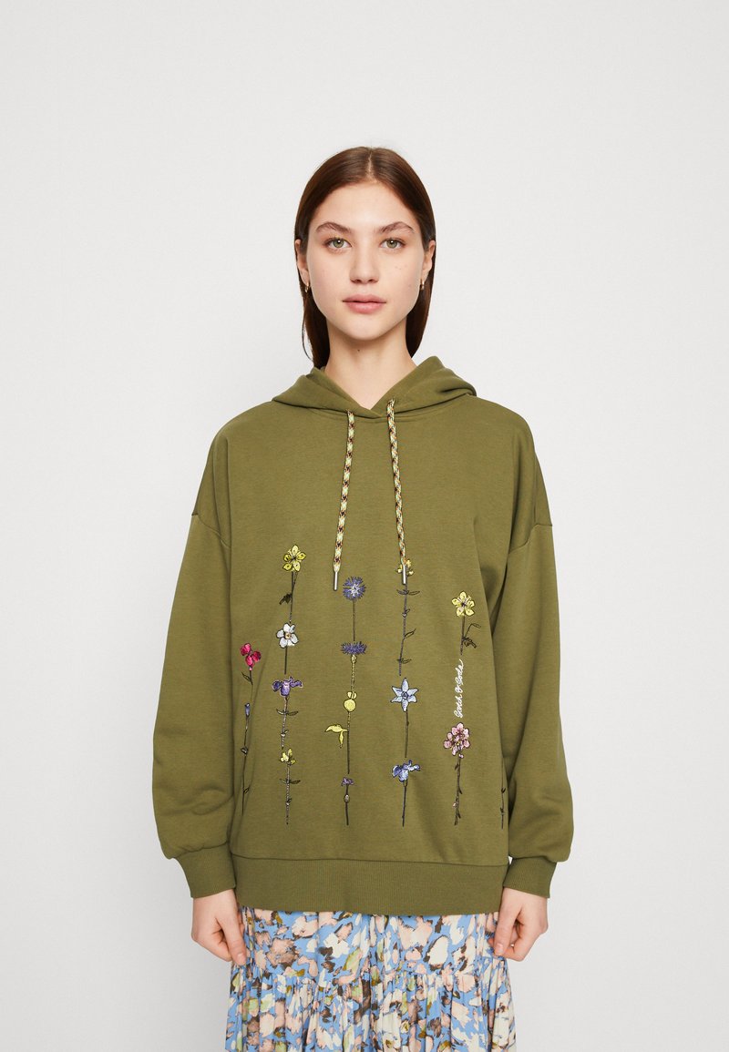 Scotch & Soda GROWING FLOWERS OVERSIZED FIT HOODIE Sweater army