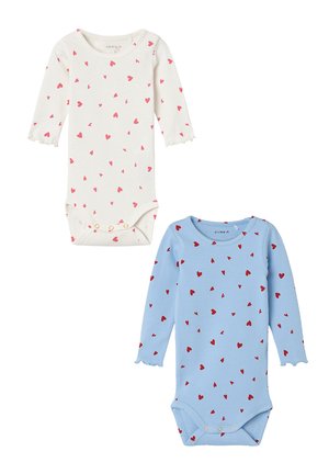 2ER PACK-SET DESIGN DRUCKKNOPF RUNDHALS LANGARM - Body - blau weiß