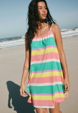Next, REGULAR FIT - LIGHTWEIGHT MINI DRESS  . - Freizeitkleid - green pink stripe
