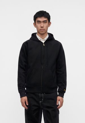 Carhartt WIP HOODED CHASE - Cipzáras pulóver - black/gold