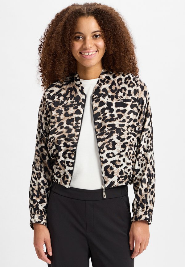 Bomberjacke - beige schwarz