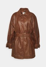 Gestuz Leather jacket crackle vintage brown brown Zalando