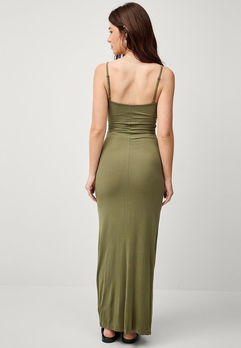feather sleeve maxi dress Orla Feather-Cuff Maxi Dress